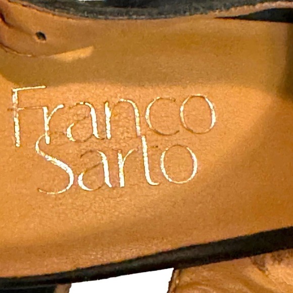 Franco Sarto Gabriel Black Open Toe Ankle Strap Leather Slingback Heel Size 7M - Picture 11 of 12